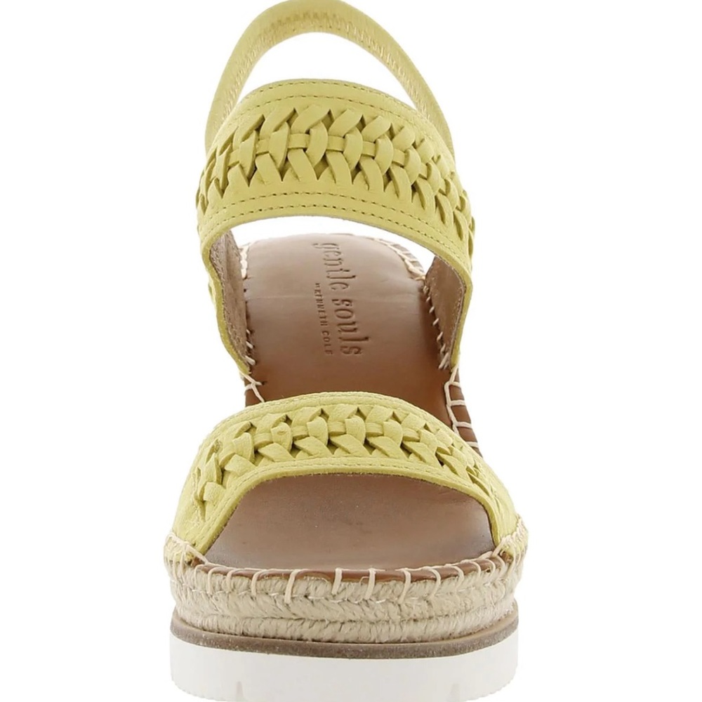 GENTLE SOULS BY KENNETH COLE ELYSSA LEATHER SLINGBACK WEDGE SANDALS (NWT) - Picture 2 of 3